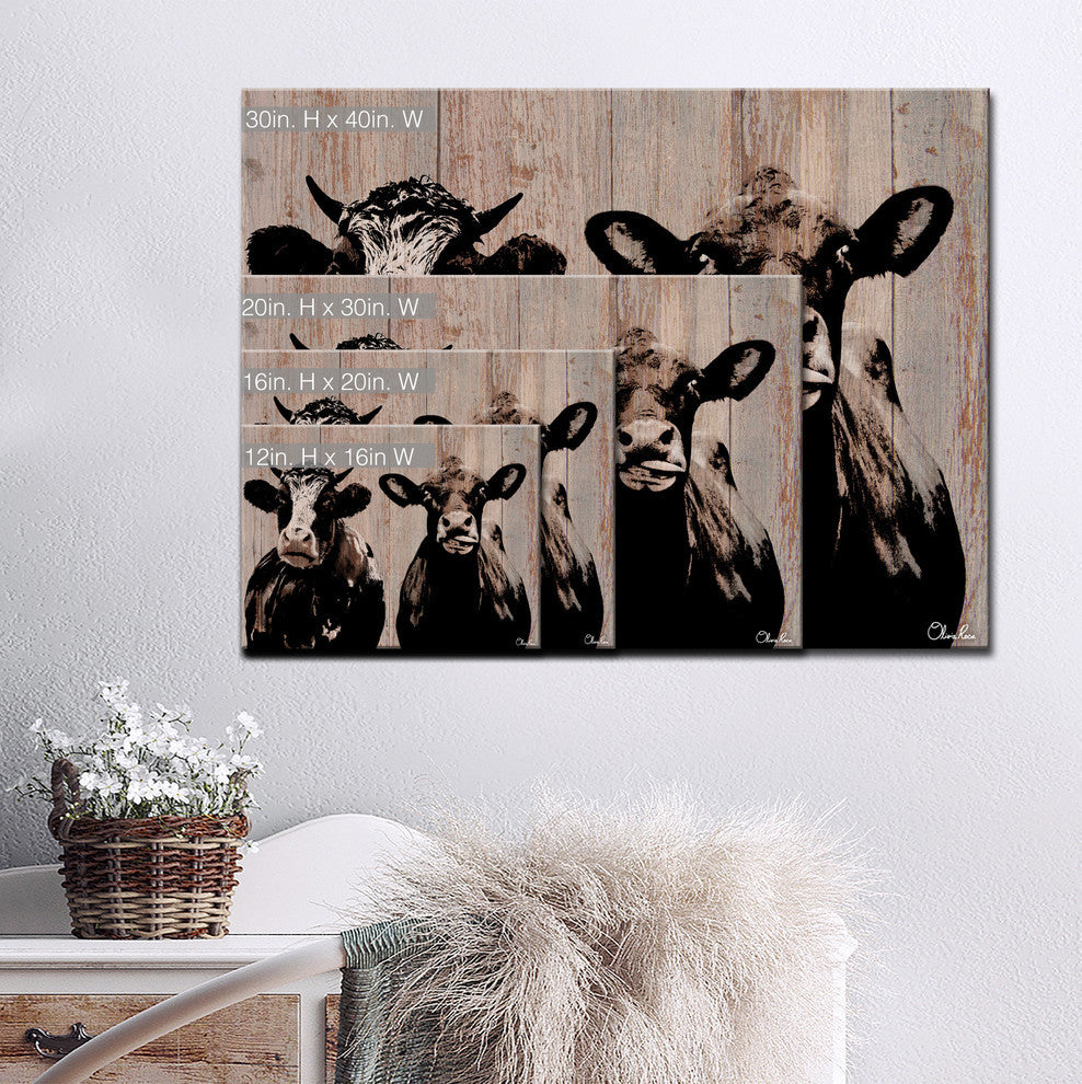 Ready2HangArt Farmhouse 'Cow Duo' Wrapped Canvas Animal Wall Art, 20"x16"
