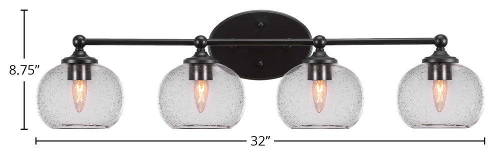 Capri 4-Light Bath Bar, Matte Black/Clear Bubble