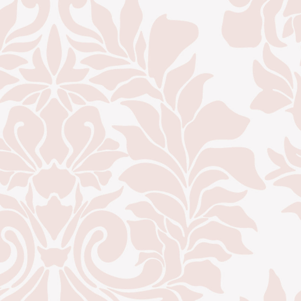 Classic Damask Peel and Stick Vinyl Wallpaper, Blush Pink, 24"w X 108"h