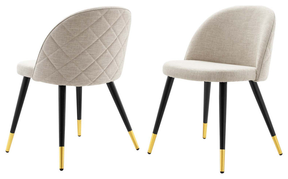 Side Dining Chair, Set of 2, Fabric, Beige, Cafe Bistro Restaurant Hospitality