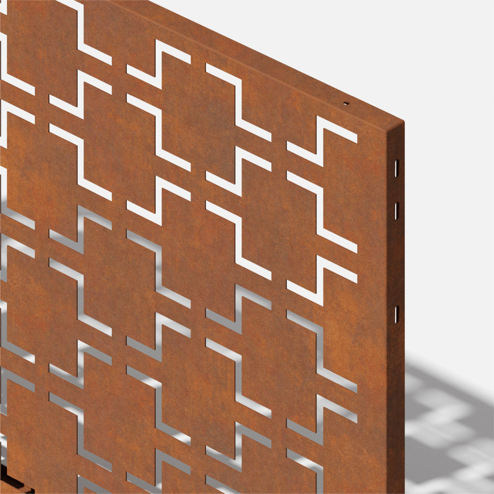 Alta Corten Steel Decorative Screen Panel, Quadra