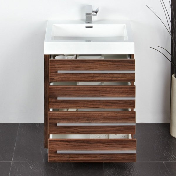 Fresca Livello 24" Walnut Modern Bathroom Vanity With Medicine Cabinet