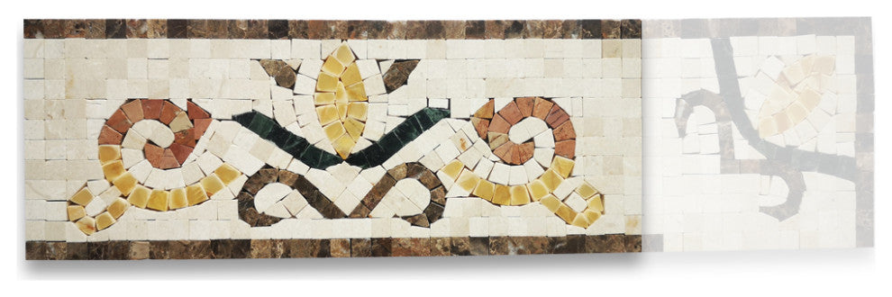 Bougainvillea Gold Marble 4.7x12 Mosaic Border Listello Tile Polished, 1 piece