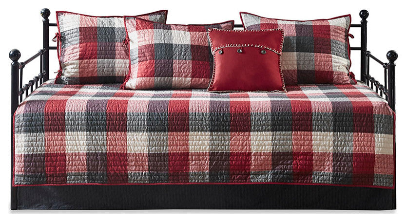 Madison Park Ridge 6 Piece Reversible Daybed Cover Set, Red