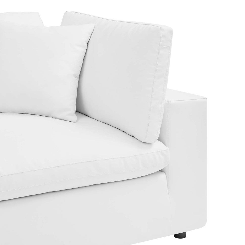 Sofa Corner Chair, Faux Vegan Leather, White, Modern, Living Lounge Hospitality