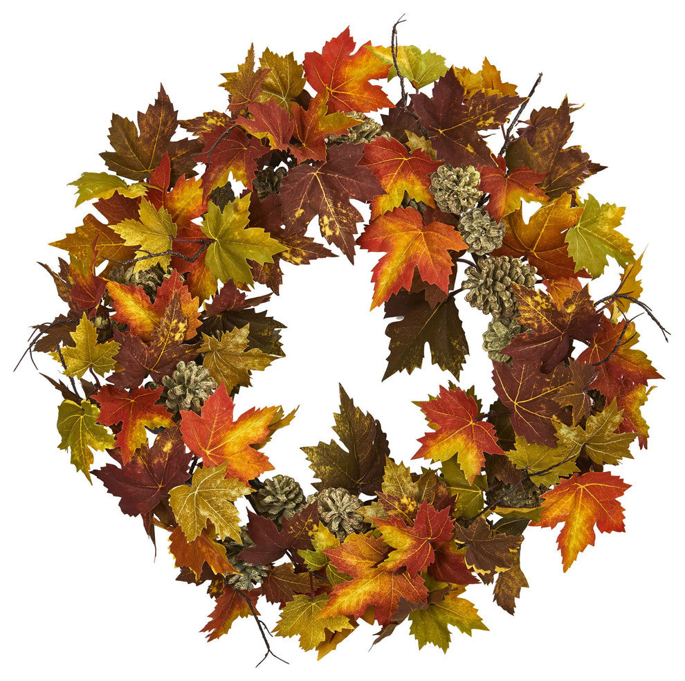 24" Maple Pine Cone Wreath