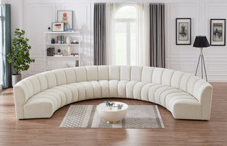 Infinity Black Boucle Fabric Upholstered Arc Shaped Modular Sectional, Cream, 7-Piece, Arc-Shaped
