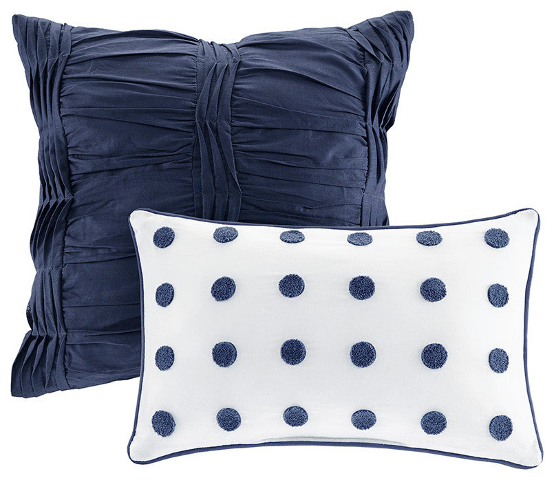 Urban Habitat Brooklyn Pom-Pom 7-Piece Duvet Cover Set, Indigo Blue