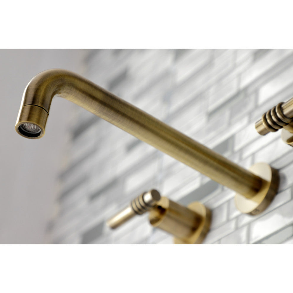 KS8023ML Two-Handle Wall Mount Tub Faucet, Antique Brass