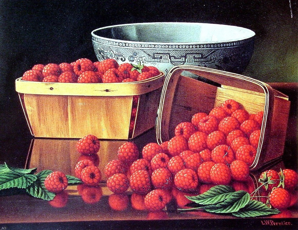 Levi Wells Prentice Baskets of Raspberries, 21"x28" Wall Decal