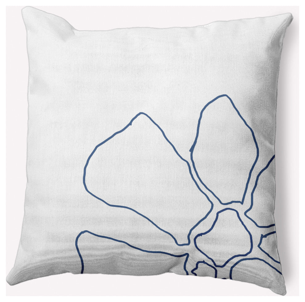 Petal Lines Decorative Throw Pillow, Blue/White, 20x20"