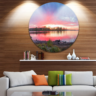 Beautiful Fall Sunrise Over River, Landscape Round Wall Art, 36"