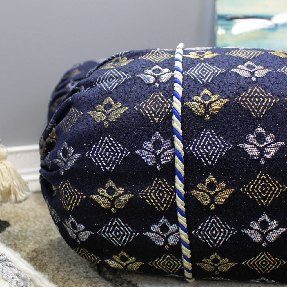 Natural Geo Blue/Silver Gao Takiya Bolster Pillow, Set of 2