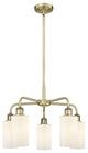 Clymer 5-Light 22" Stem Chandelier, Antique Brass, Matte White Shade
