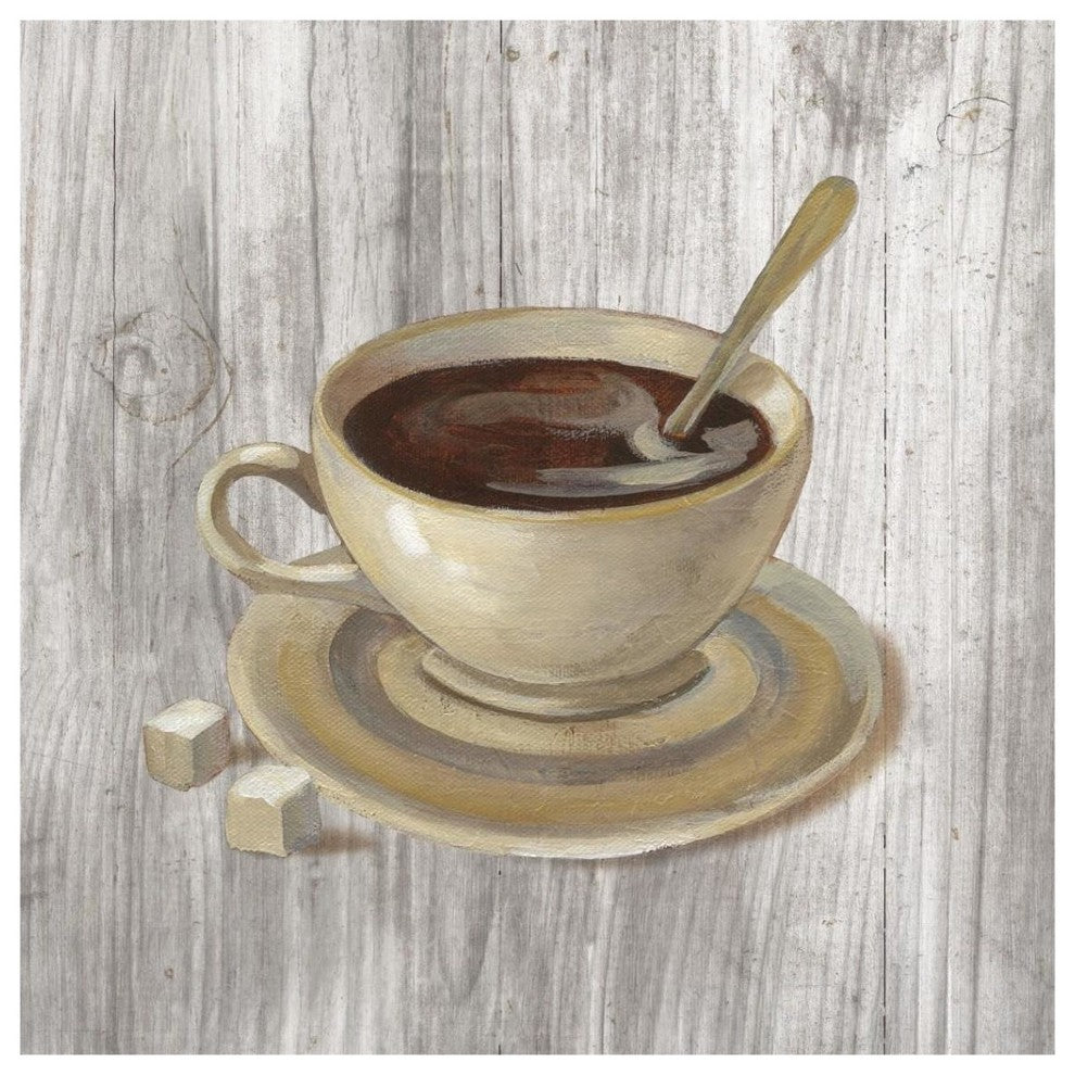 "Coffee Time VI on Wood" Digital Paper Print by Silvia Vassileva, 38"x38"