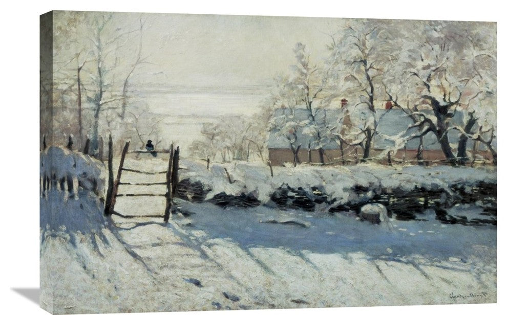 "The Magpie" Stretched Canvas Giclee by Claude Monet, 30"x20"