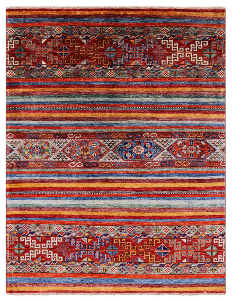 4' 11" X 6' 5" Handmade Khorjin Super Kazak Wool Rug Q5456