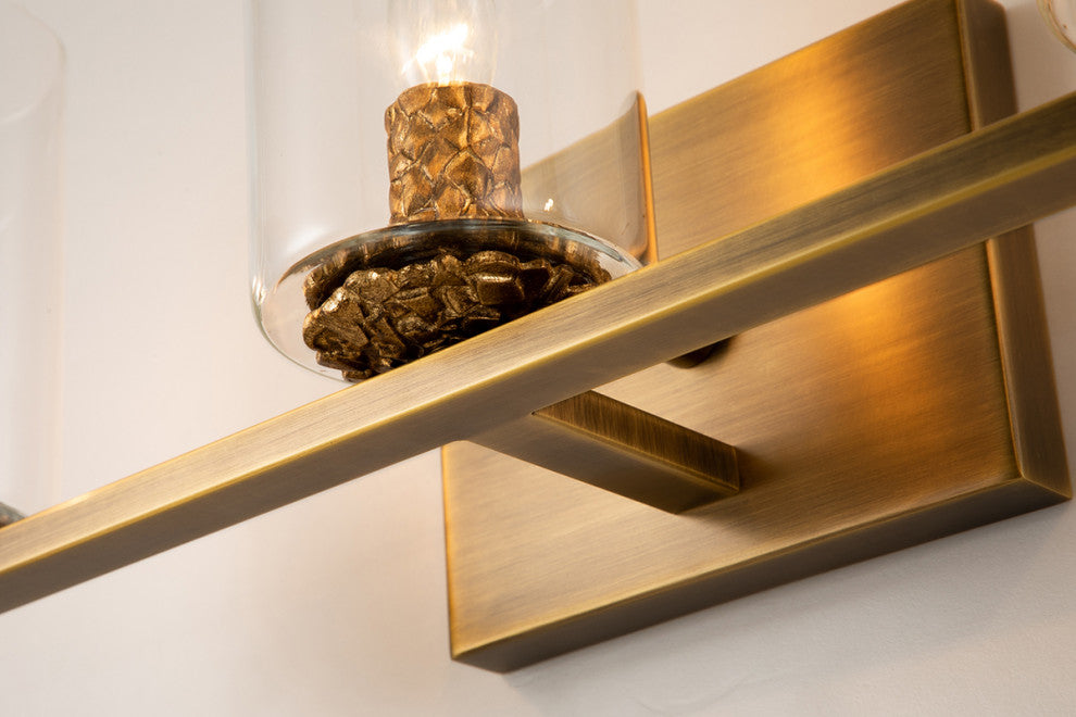 Bolivar 3-Light Vanity Fixture, Antique Brass