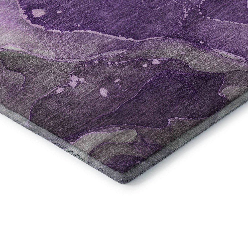 Premium Machine Washable Mayfield AMF522 Purple 8'' x 8'' Round Rug