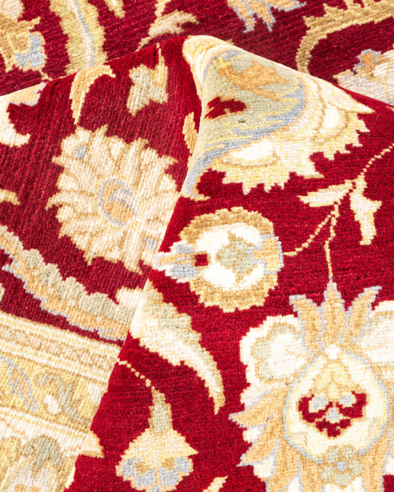 Theinni Square One-of-a-Kind Hand-Knotted Area Rug Red, 4'2"x6'4"