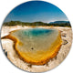Yellowstone Heat Pool Panorama, Landscape Disc Metal Wall Art, 36"