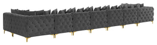 Tremblay Velvet Upholstered 9-Piece Modular U-Shaped Sectional, Grey