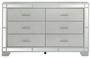 Madison Six Drawer Dresser, Silver Champagne