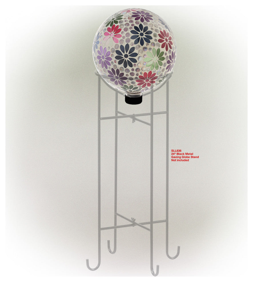 Colorful Daisy Gazing Globe with Mosaic Flower Design