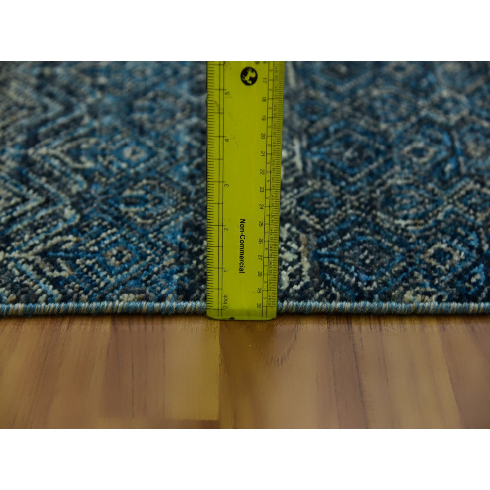 Yale Blue Kohinoor Herat Design 100% Wool Hand Knotted Runner Rug 2'5"x12'