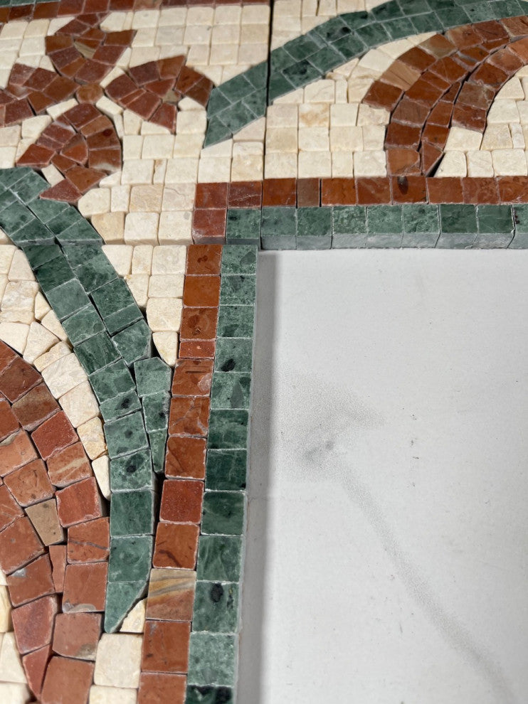 Marble Mosaic Border Listello Tile Clover Red 4.7x12 Polished Tumbled, 1 piece