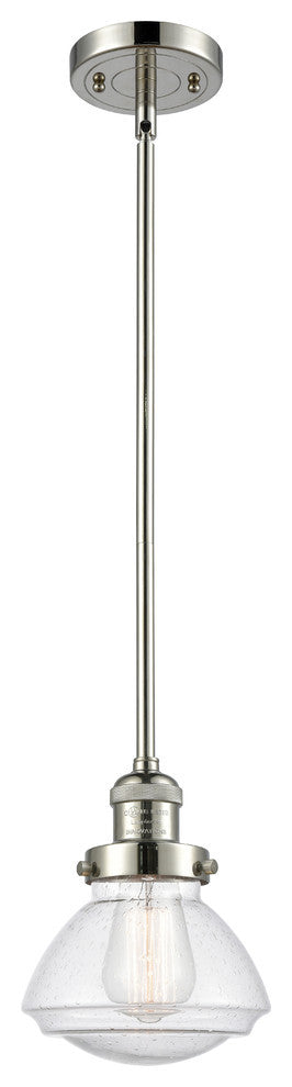 Olean 1-Light Mini Pendant, Polished Nickel, Seedy