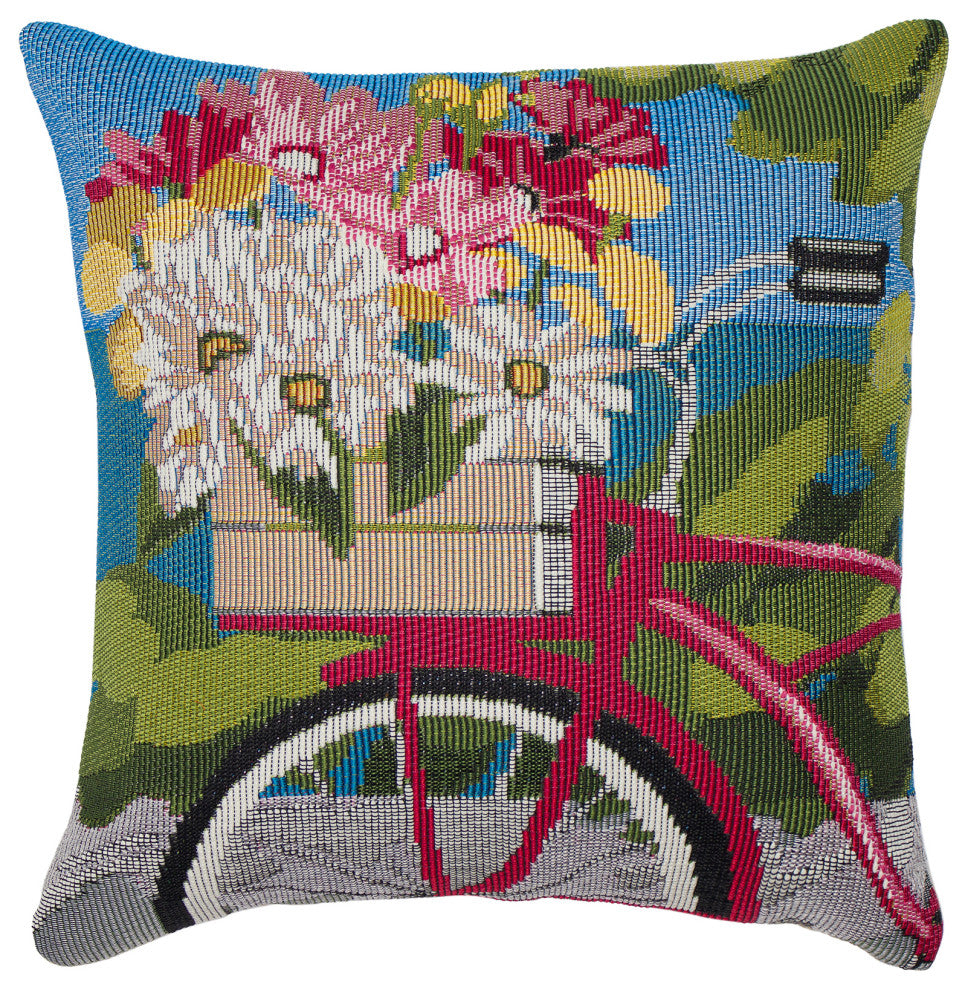Marina Summer Ride Indoor/Outdoor Pillow Blue 18"x18"