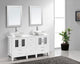 Bradford 60" Double Bathroom Vanity Set, White, Stone Top, Brushed Nickel