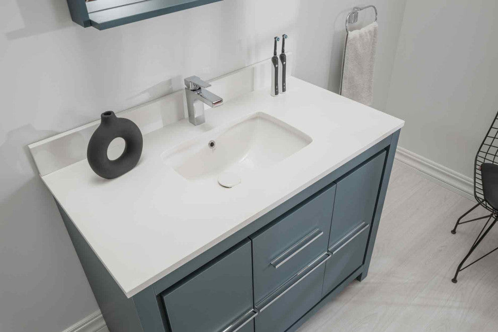 Mila Collection 42" Bathroom Vanity With Sink, Mirror, Countertop, Alasca Blue