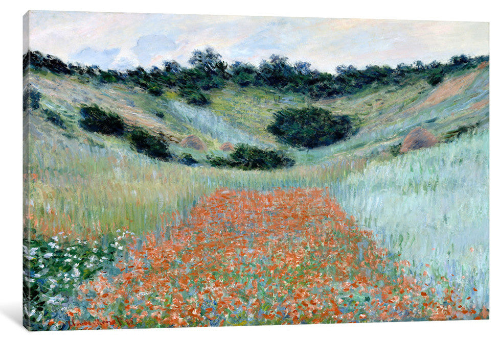 "Poppy Field in a Hollow Near Giverny" by Claude Monet, Canvas Print, 26"x18"