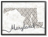 Stupell Industries Maryland Patterned Grey US State Design, 24 x 30