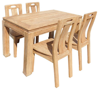 Oriental Light Wood Dining Table 4 Chairs Set Hcs1555