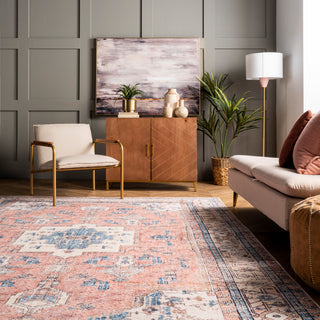 Nuloom Eleanor Washable Distressed Medallion Rug, Light Rust 3' x 5'