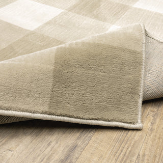 Garson Geometric Squares Area Rug, Beige, 6'7"x9'2"
