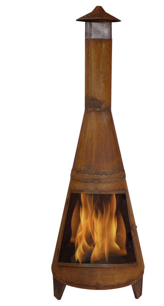 Sunnydaze 70" Chiminea Wood-Burning Fire Pit Steel With Oxidized Rustic