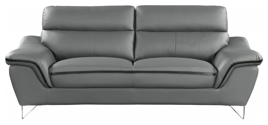108" Charming Gray Leather Sofa Set