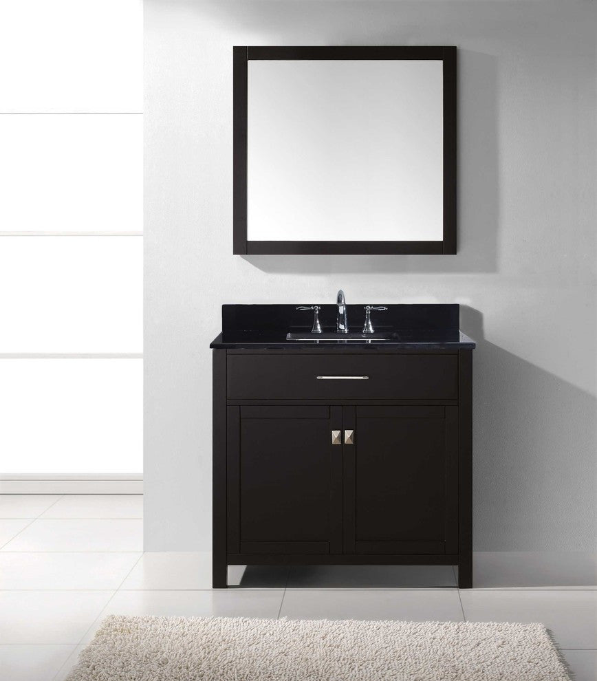 Caroline 36" Single Bathroom Vanity Set Espresso, Granite Countertop