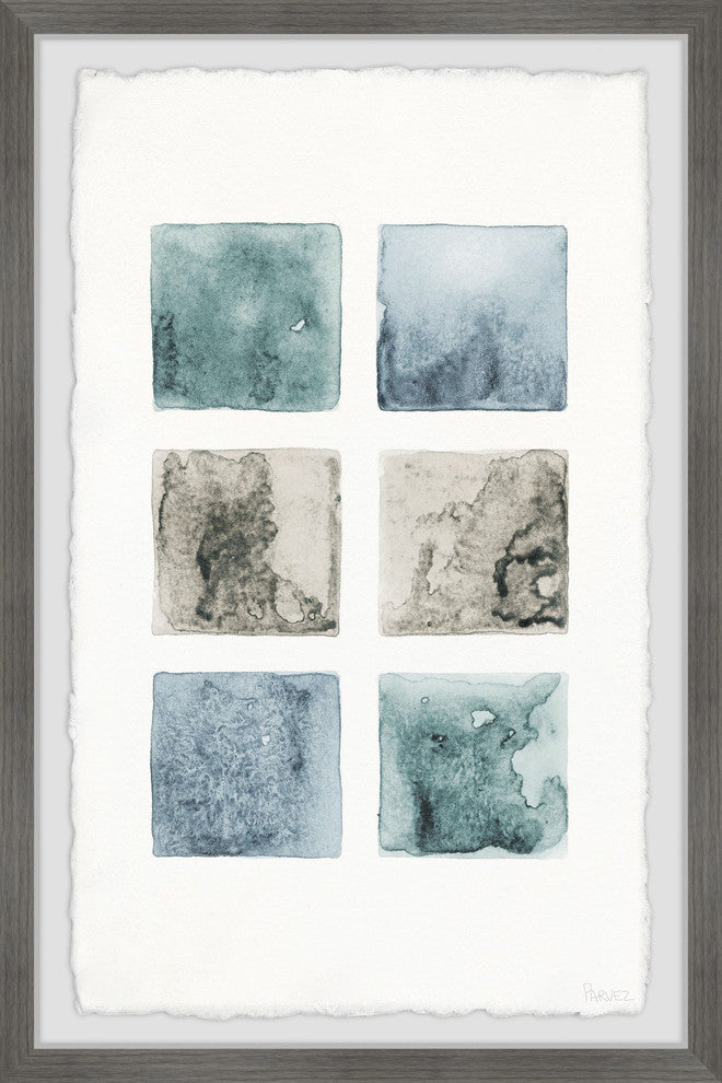 "Dark Shaded Squares" Framed Painting Print, 12"x18"