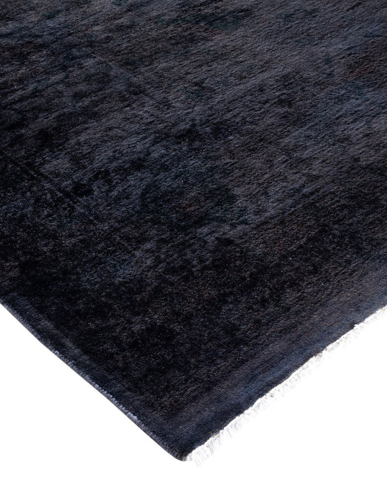 Overdyed, One-of-a-Kind Hand-Knotted Area Rug Black, 9'2"x12'7"