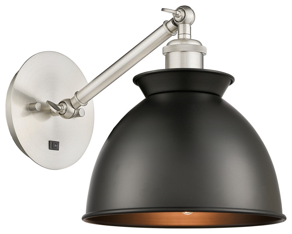 Innovations 317-1W-SN-M14-BK-LED Adirondack 1 Light Sconce, Brushed Satin Nickel