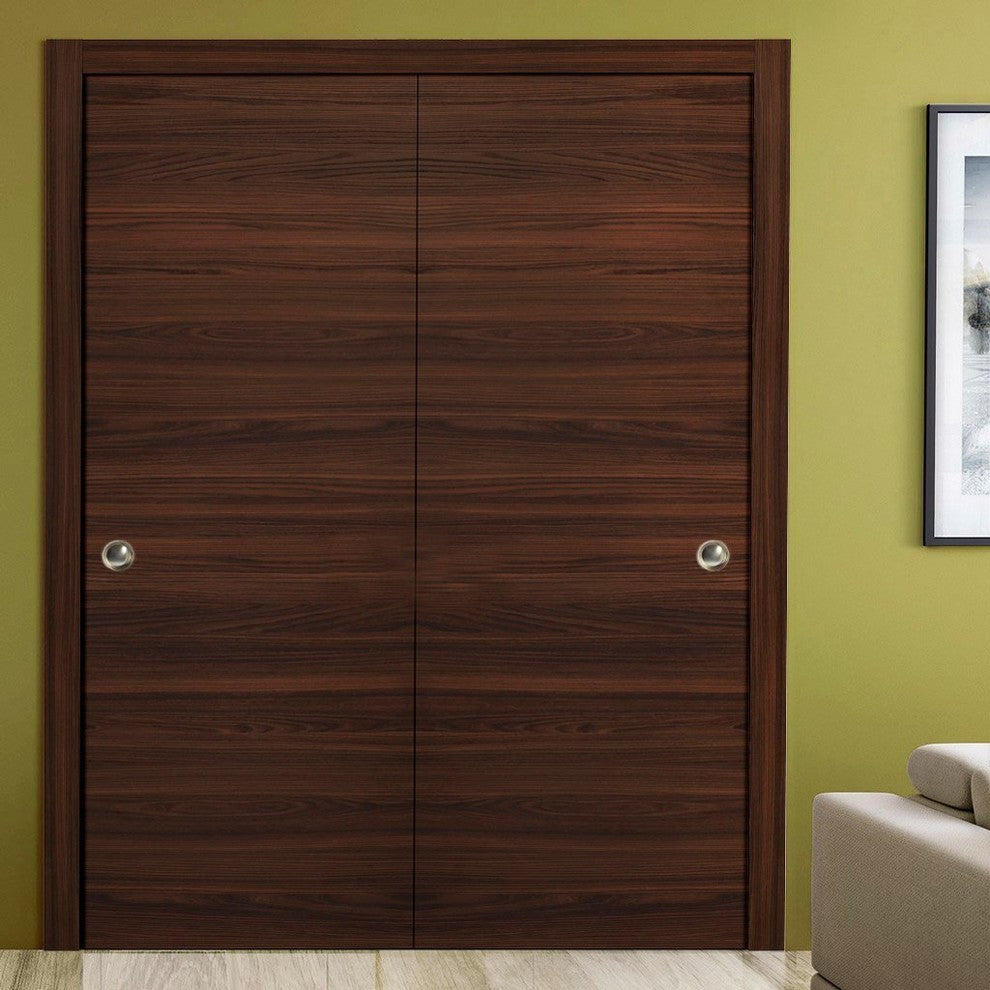 Sliding Closet Bypass Doors 48 x 80 & Hardware | Planum 0010 Chocolate Ash