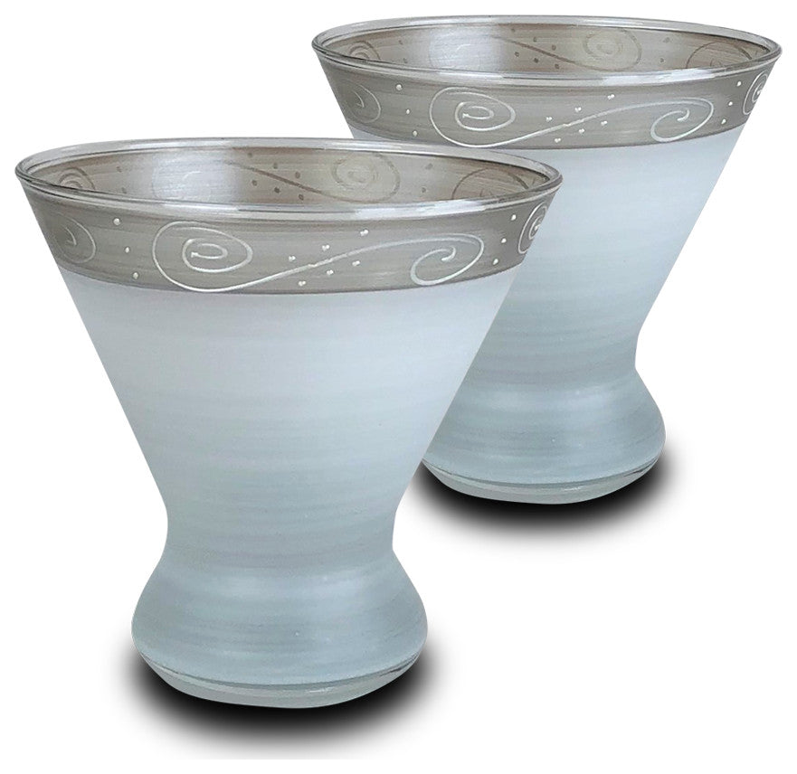 Heirloom Pewter Swirl Cosmopolitan Glasses, Set of 2