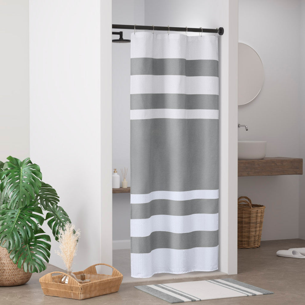 Madison Park Spa Waffle Shower Curtain With 3M Treatment