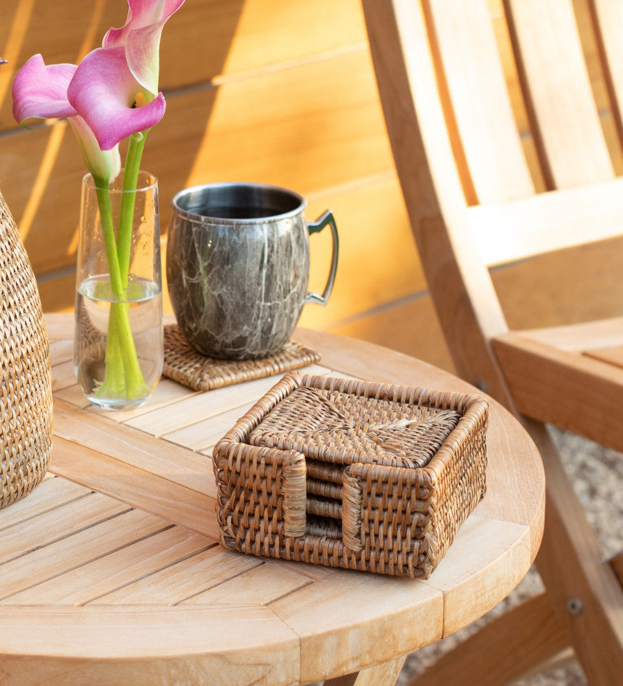 Artifacts Rattan 7 Piece Square Coaster Set