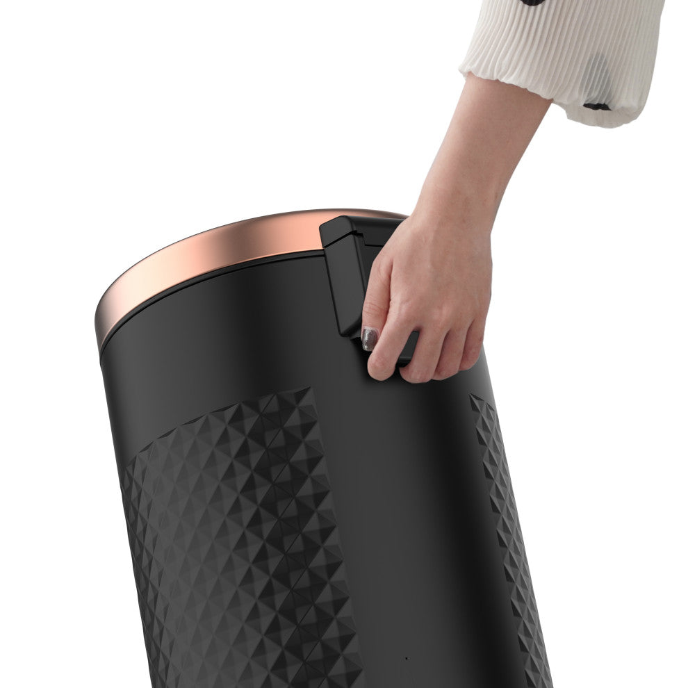 30 liter Black Metal Round Shape Step-on Trash Can Diamond Body